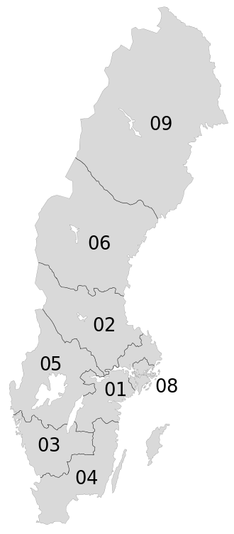 map of phone numbers / area codes in Sweden